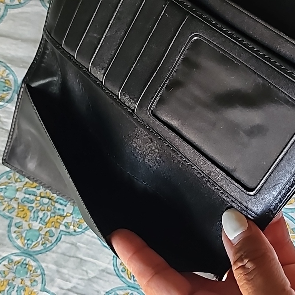 Vintage Coach Black Monogram Signature Jacquard Canvas & Leather Trifold Wallet - Picture 6 of 13